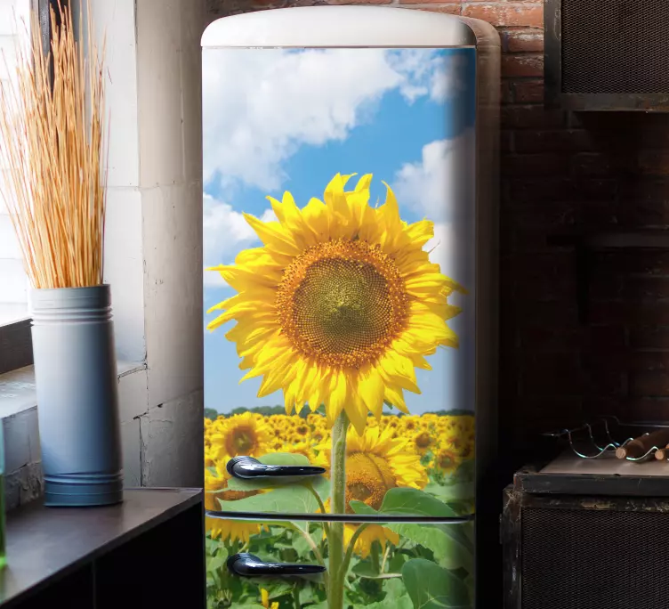 Sunflower field fridge sticker - TenStickers