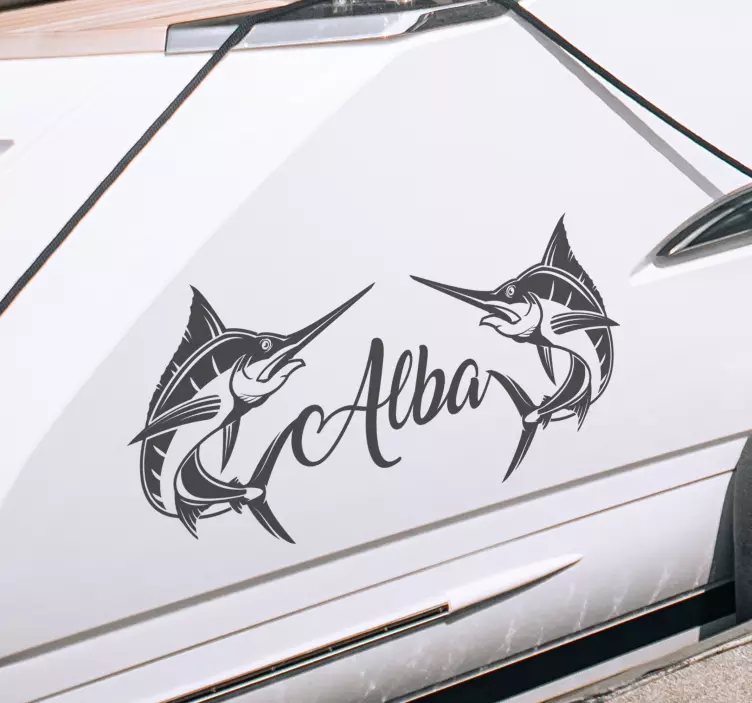 Sword fish custom name sticker - TenStickers