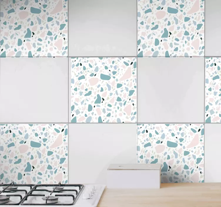Terrazzo tile pattern tile sticker - TenStickers