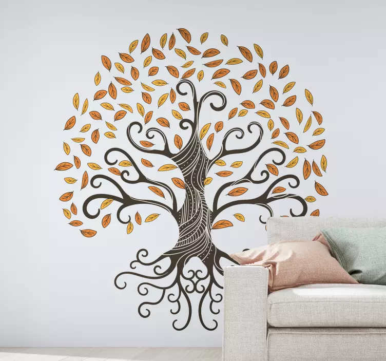 Tree wall decal stylized seasonal tree - TenStickers