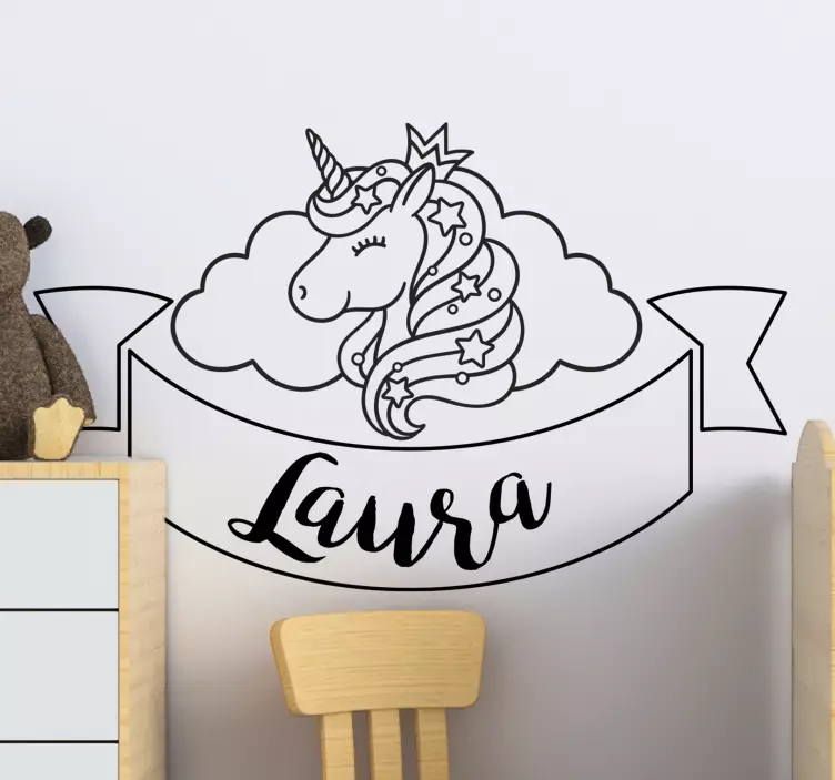 Unicorn Custom Name wall sticker for kid - TenStickers