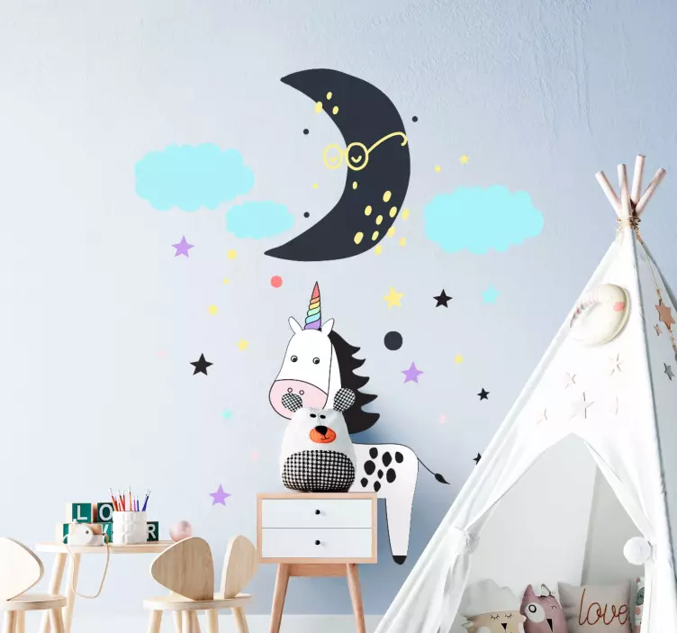 Unicorn Night Sky wall sticker for kid - TenStickers