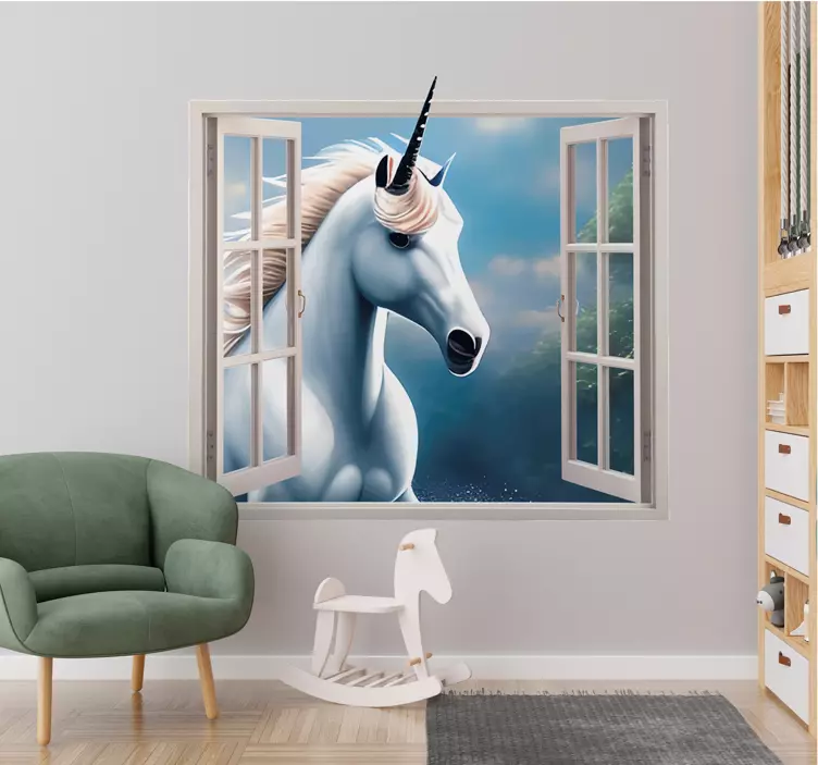 Unicorn window 3D wall sticker - TenStickers
