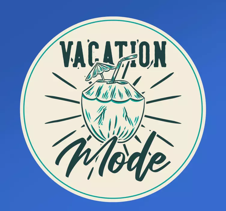 Vacation Mode Coconut car sticker - TenStickers