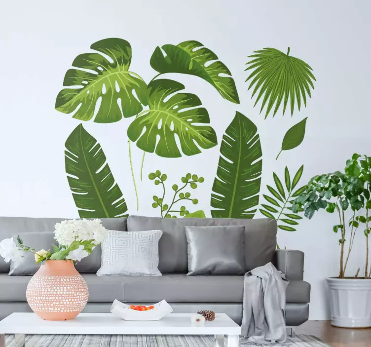 Variety of leaves plant wall sticker - TenStickers