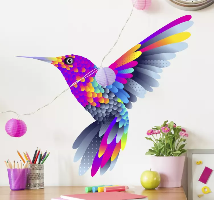 Vibrant Hummingbird Art bird wall sticker - TenStickers