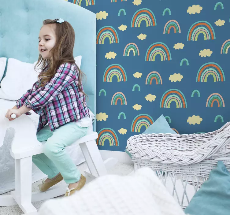 Vibrant rainbow clouds wall sticker for kid - TenStickers
