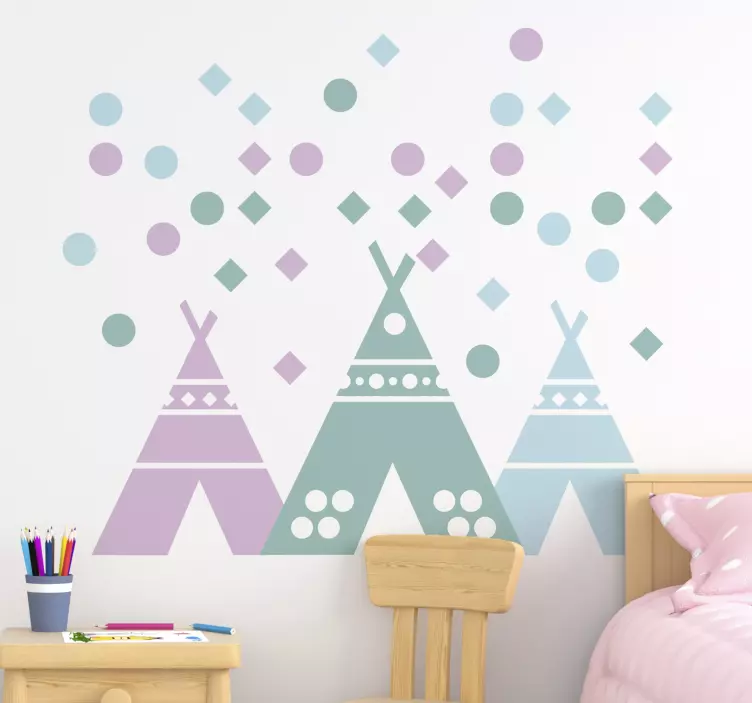 Vibrant teepee designs wall sticker for kid - TenStickers