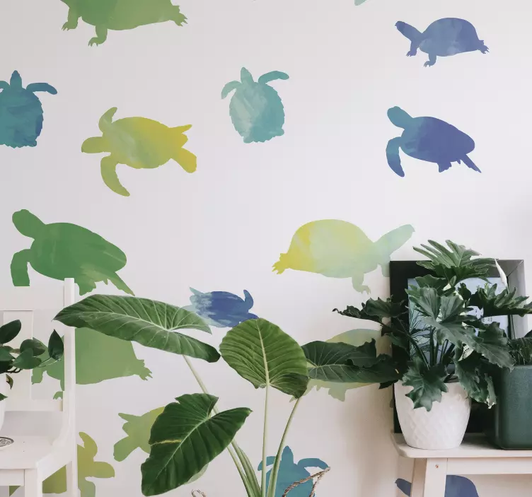 Vibrant Turtle Shadows animal wall sticker - TenStickers
