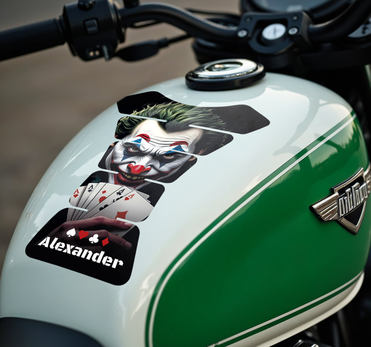 Villain with poker cards motorcycle decals - TenStickers