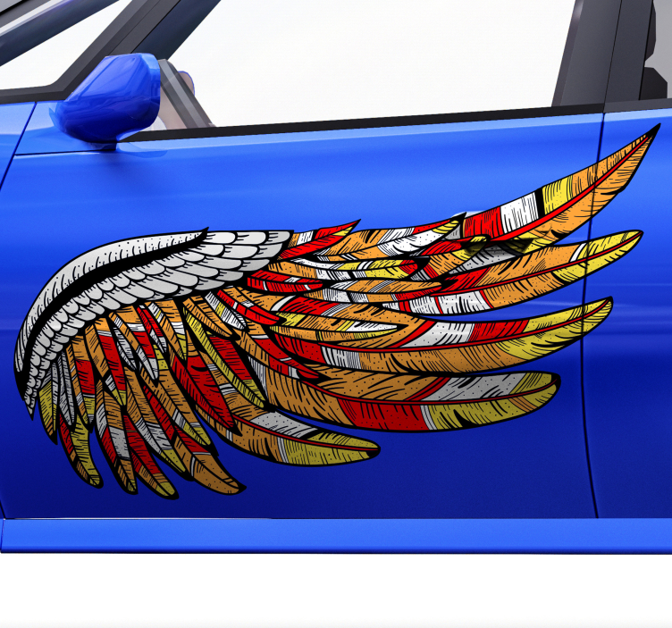 Colorful tribal vintage wing car sticker - TenStickers