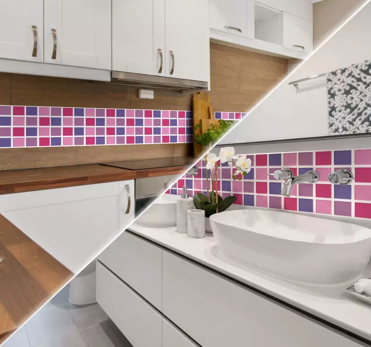 Violet Tones Tile Border Sticker - TenStickers