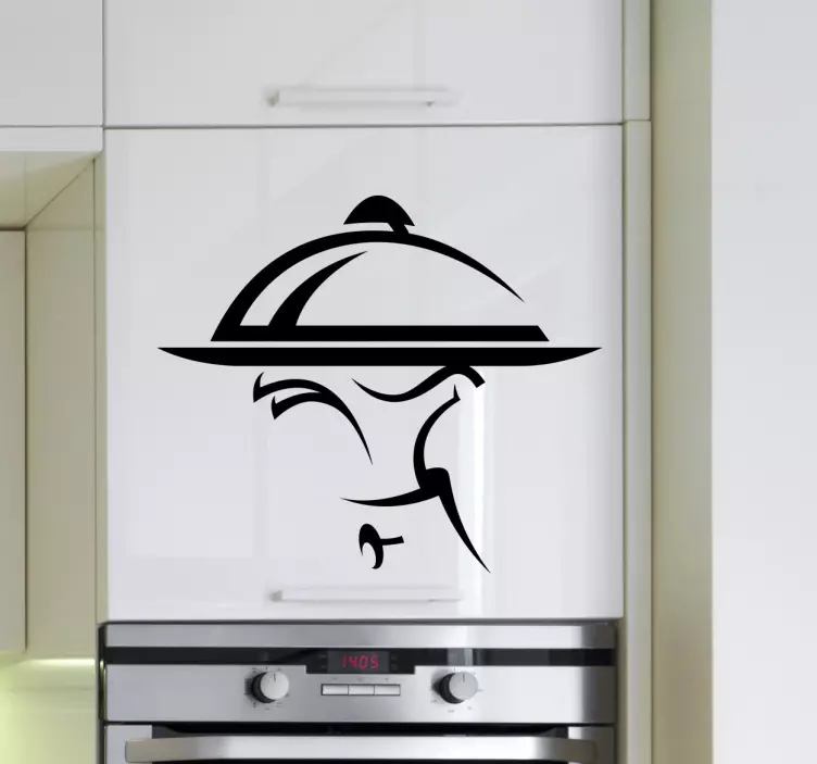 Waiter and Tray Kitchen Wall Sticker - TenStickers