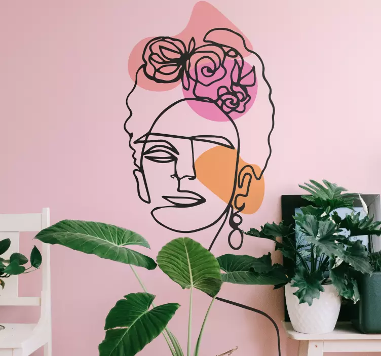 Wall art sticker stylized feminine portrait - TenStickers
