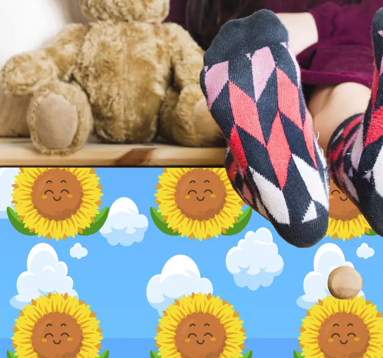 Wall sticker cheerful sunflower design - TenStickers