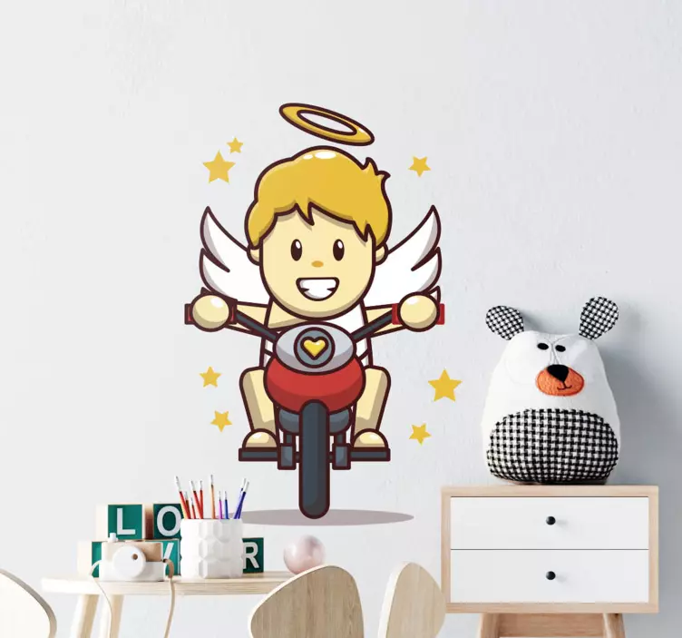 Wall sticker for kid angel on motorcycle - TenStickers