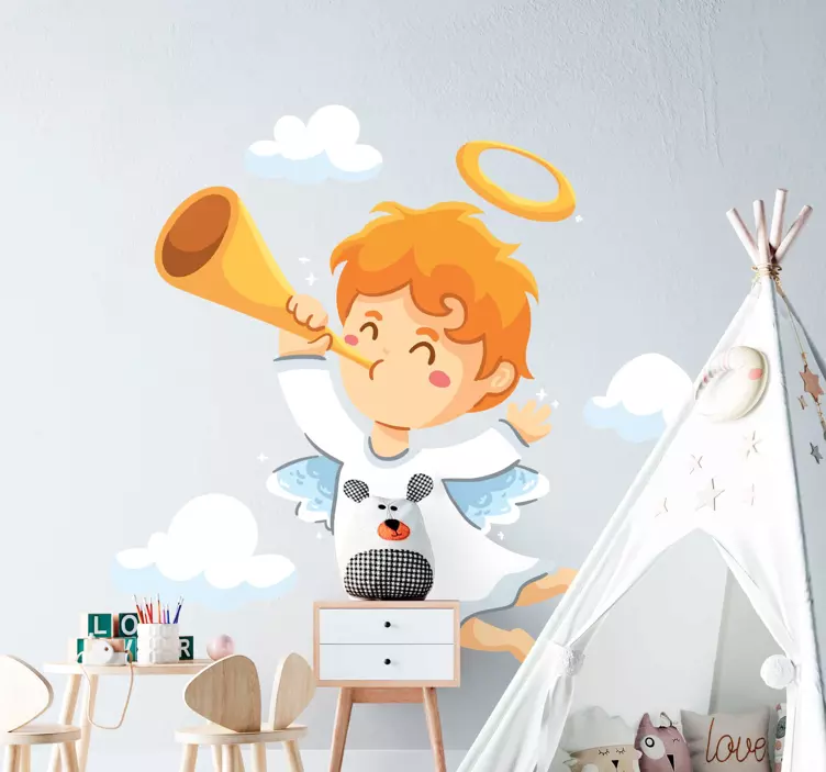 Wall sticker for kid angel playing trumpet - TenStickers