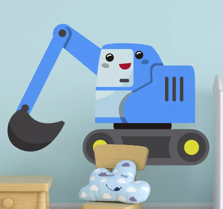 Wall sticker for kid cheerful excavator character - TenStickers