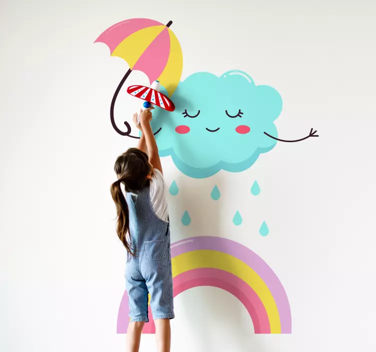 Wall sticker for kid playful cloud umbrella - TenStickers