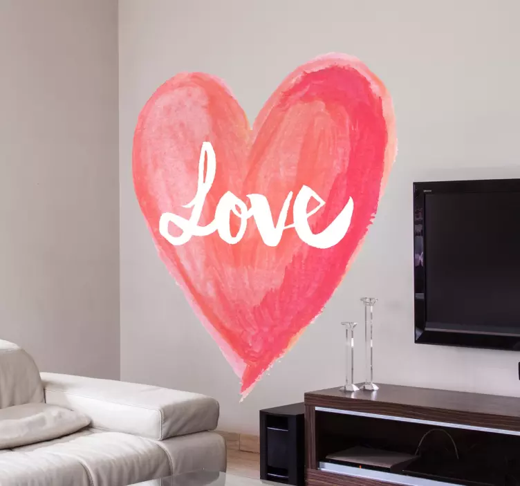 Water Colour Love Heart Sticker - TenStickers