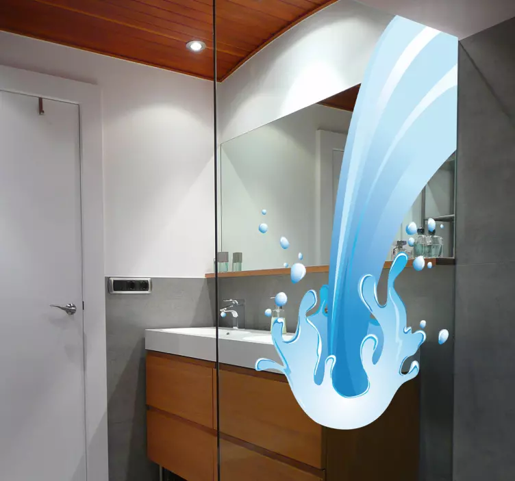 Water Splash Bathroom Sticker - TenStickers