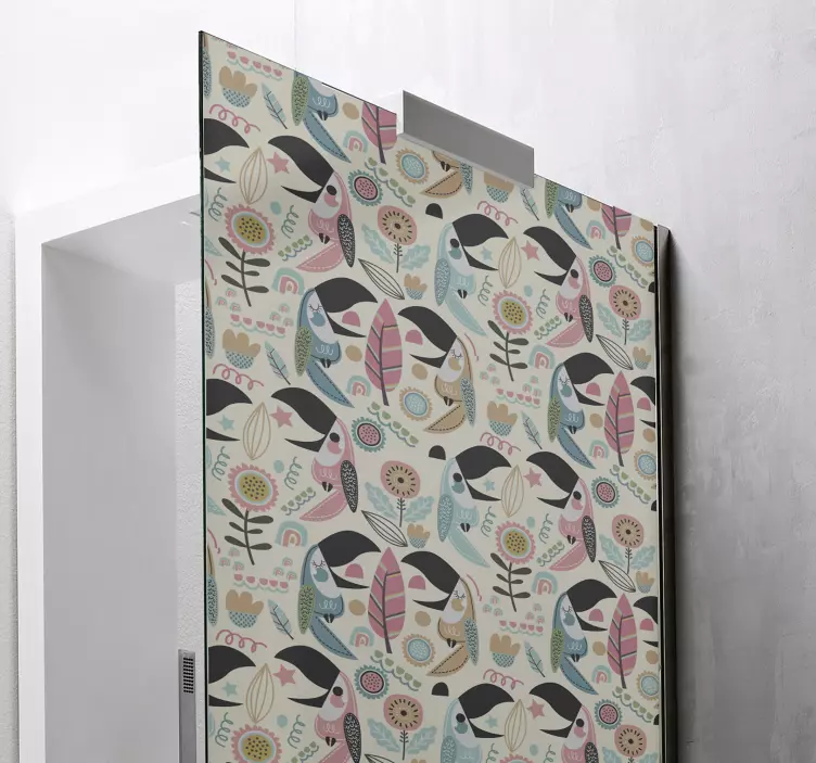 Whimsical Bird Patterns shower screen sticker - TenStickers