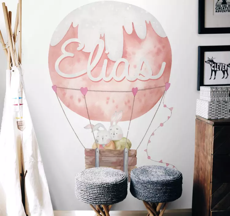 Custom pink air balloon wall sticker for kid - TenStickers