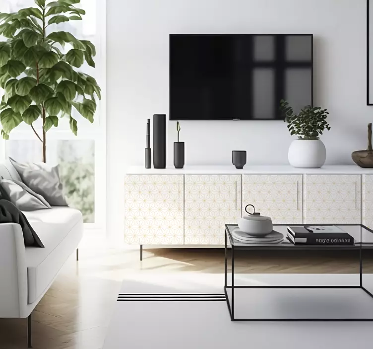 White and gold stripes line sticker - TenStickers