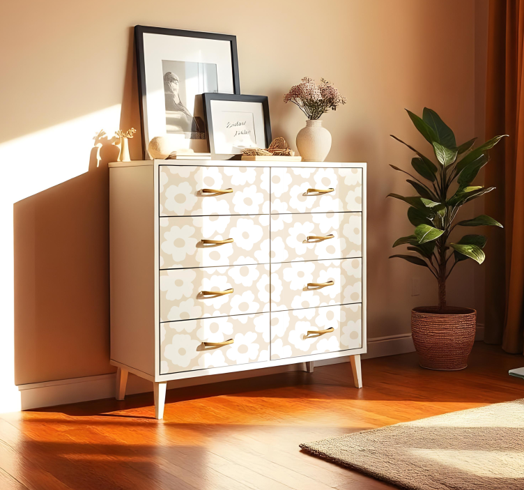 White poppy flower wall sticker - TenStickers