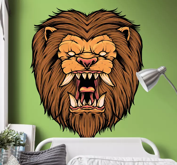 Wild animal sticker fierce lion face sticker - TenStickers