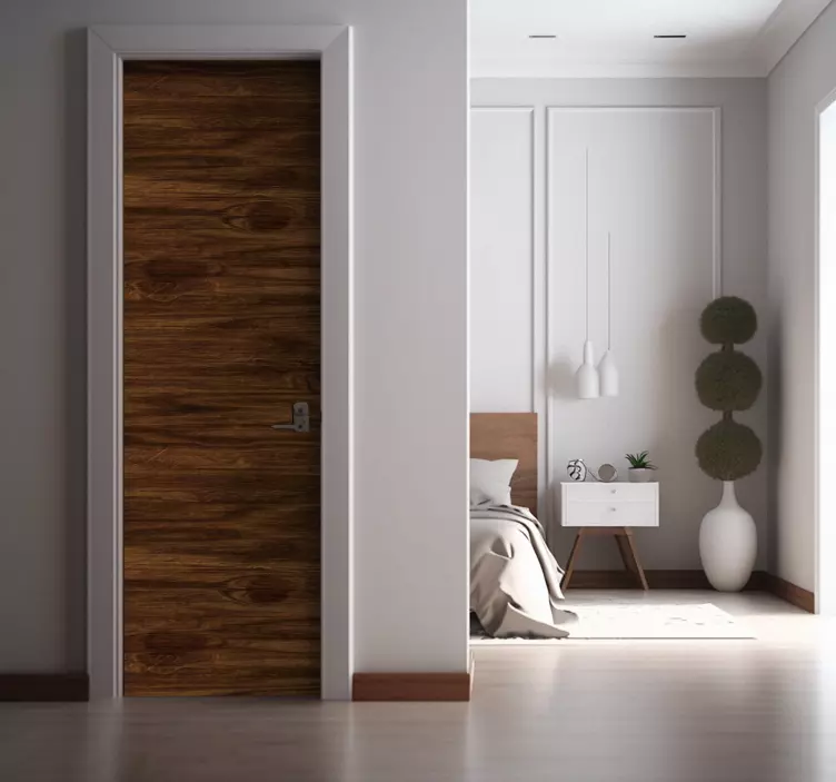 Wood Brown door panel sticker - TenStickers