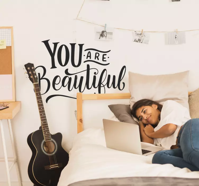 You are beautiful inspirational quote stickers - TenStickers