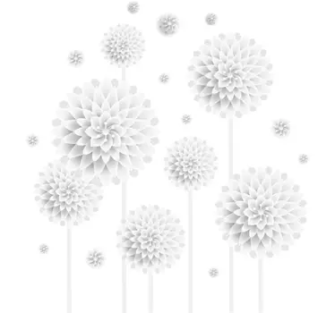 White Flowers Living Room Wall Sticker - TenStickers