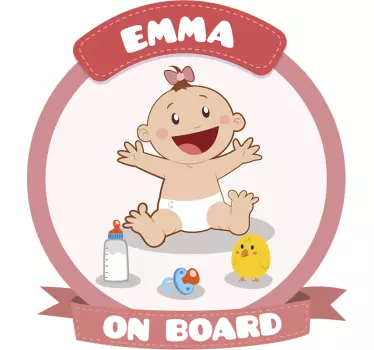 Customised name cute baby on board sticker - TenStickers