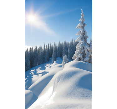 Snow mountain landscape door sticker - TenStickers