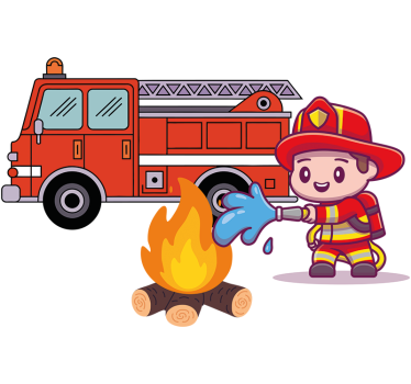Door sticker firefighter for kids room - TenStickers
