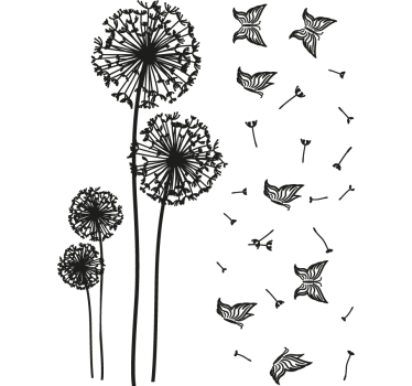 Dandelion and Butterflies Wall Sticker - TenStickers