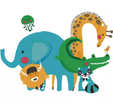 Jungle Animals Door Hanger Sticker - TenStickers