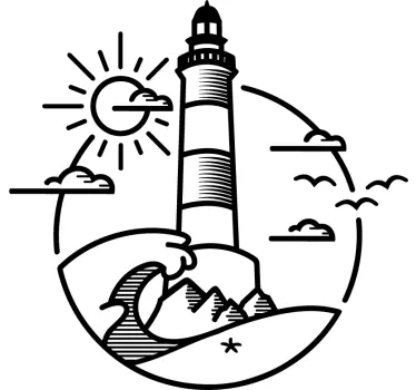 Lighthouse illustration campervan sticker - TenStickers