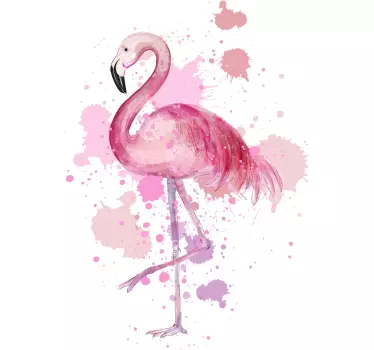 Flamingo Painting Wall Art Sticker - TenStickers