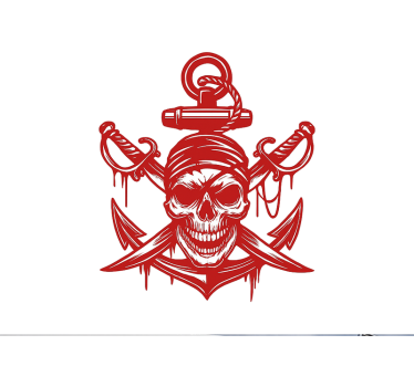 Boat decal red pirate skull - TenStickers