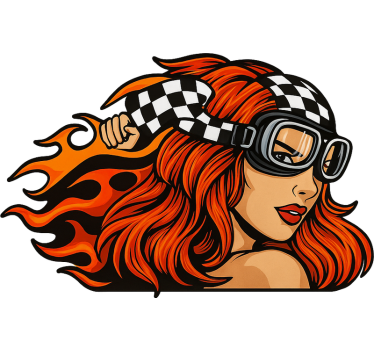 Motorcycle decals vintage goggle maiden - TenStickers