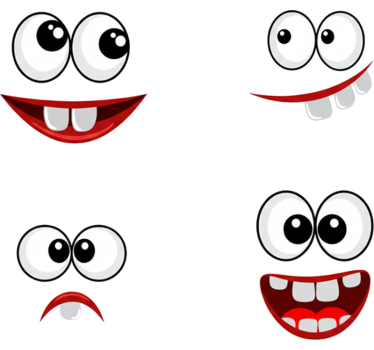 Wheelie bin stickers with funny cartoon faces goofy faces - TenStickers