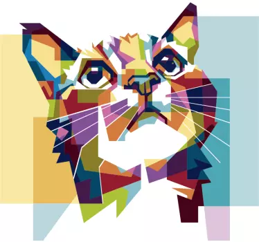 Colorful geometric cat face animal wall sticker - TenStickers