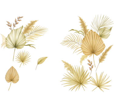Golden elegant palm leaves wall decal - TenStickers