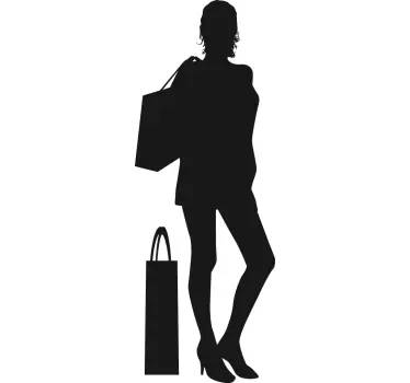 Lady Shopper Silhouette Wall Sticker - TenStickers