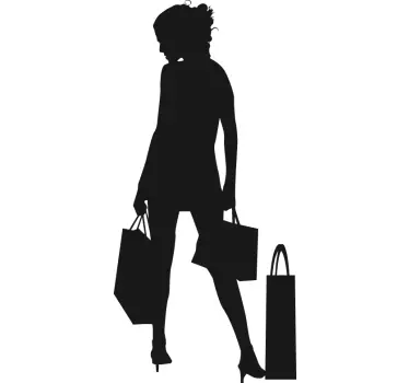 Lady Shopper Silhouette Sticker - TenStickers