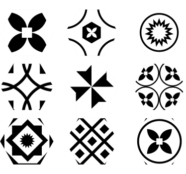 Black and white hexagons vinyl sticker floor tile - TenStickers