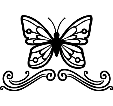 Silhouetted ornamental butterfly sticker - TenStickers