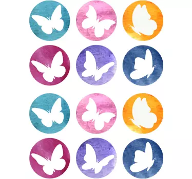 Butterfly wall sticker colorful butterfly circles - TenStickers